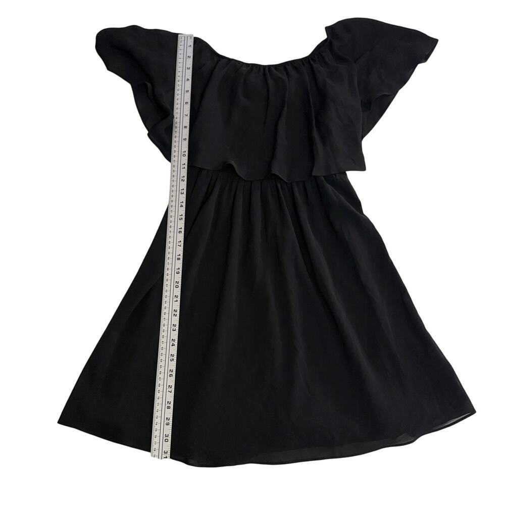ALICE + OLIVIA Black Dora Off the Shoulder 100% Silk Tube Dress Size 0 - Picture 3 of 7
